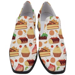 Seamless Pattern Hand Drawing Cartoon Dessert And Cake Women Slip On Heel Loafers by Wav3s