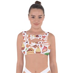 Seamless Pattern Hand Drawing Cartoon Dessert And Cake Bandaged Up Bikini Top by Wav3s