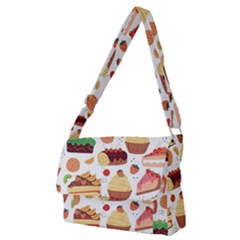 Seamless Pattern Hand Drawing Cartoon Dessert And Cake Full Print Messenger Bag (m) by Wav3s