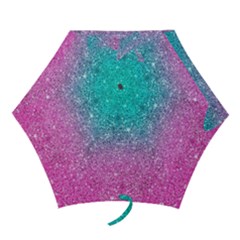 Pink And Turquoise Glitter Mini Folding Umbrellas by Wav3s