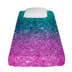 Pink And Turquoise Glitter Fitted Sheet (single Size)