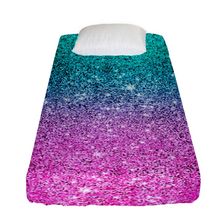 Pink And Turquoise Glitter Fitted Sheet (Single Size)