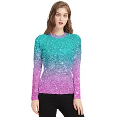 Pink And Turquoise Glitter Women s Long Sleeve Rash Guard by Wav3s