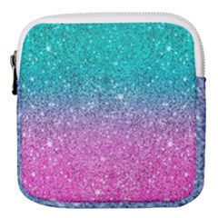 Pink And Turquoise Glitter Mini Square Pouch by Wav3s