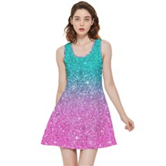 Pink And Turquoise Glitter Inside Out Reversible Sleeveless Dress by Wav3s