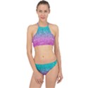 Pink And Turquoise Glitter Racer Front Bikini Set View1