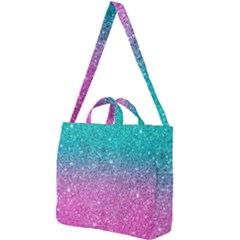 Pink And Turquoise Glitter Square Shoulder Tote Bag by Wav3s