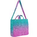 Pink And Turquoise Glitter Square Shoulder Tote Bag View2