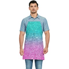 Pink And Turquoise Glitter Kitchen Apron by Wav3s