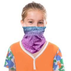 Pink And Turquoise Glitter Face Covering Bandana (kids) by Wav3s