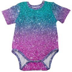 Pink And Turquoise Glitter Baby Short Sleeve Bodysuit