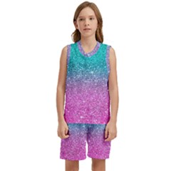 Pink And Turquoise Glitter Kids  Basketball Mesh Set