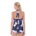 Space Cat Illustration Pattern Astronaut Boyleg Halter Swimsuit  View2