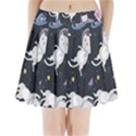 Space Cat Illustration Pattern Astronaut Pleated Mini Skirt View1