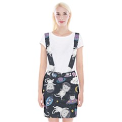 Space Cat Illustration Pattern Astronaut Braces Suspender Skirt