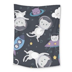 Space Cat Illustration Pattern Astronaut Medium Tapestry by Wav3s