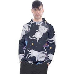 Space Cat Illustration Pattern Astronaut Men s Pullover Hoodie by Wav3s