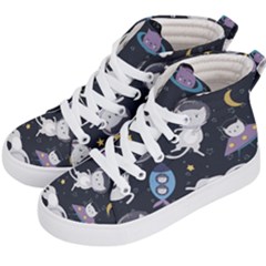 Space Cat Illustration Pattern Astronaut Kids  Hi-top Skate Sneakers by Wav3s