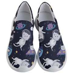 Space Cat Illustration Pattern Astronaut Women s Lightweight Slip Ons by Wav3s