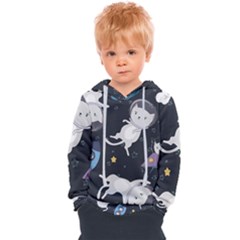 Space Cat Illustration Pattern Astronaut Kids  Overhead Hoodie by Wav3s