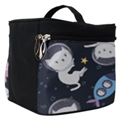 Space Cat Illustration Pattern Astronaut Make Up Travel Bag (small) by Wav3s