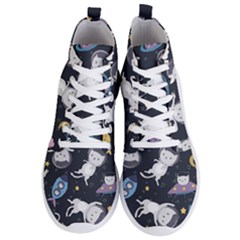 Space Cat Illustration Pattern Astronaut Men s Lightweight High Top Sneakers by Wav3s