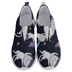 Space Cat Illustration Pattern Astronaut No Lace Lightweight Shoes by Wav3s