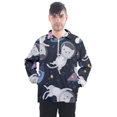 Space Cat Illustration Pattern Astronaut Men s Half Zip Pullover