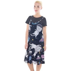 Space Cat Illustration Pattern Astronaut Camis Fishtail Dress