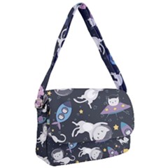 Space Cat Illustration Pattern Astronaut Courier Bag by Wav3s