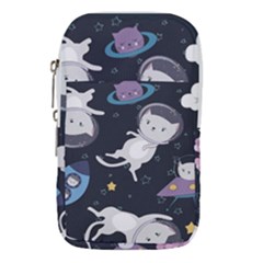 Space Cat Illustration Pattern Astronaut Waist Pouch (small) by Wav3s