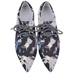 Space Cat Illustration Pattern Astronaut Pointed Oxford Shoes by Wav3s