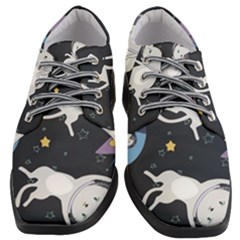 Space Cat Illustration Pattern Astronaut Women Heeled Oxford Shoes by Wav3s