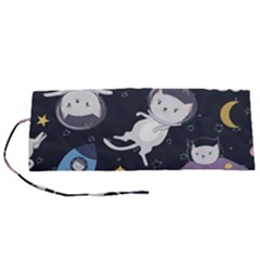 Space Cat Illustration Pattern Astronaut Roll Up Canvas Pencil Holder (s) by Wav3s