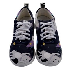 Space Cat Illustration Pattern Astronaut Women Athletic Shoes by Wav3s