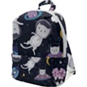 Space Cat Illustration Pattern Astronaut Zip Up Backpack View1