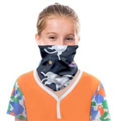 Space Cat Illustration Pattern Astronaut Face Covering Bandana (kids) by Wav3s