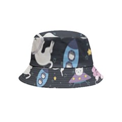 Space Cat Illustration Pattern Astronaut Inside Out Bucket Hat (kids) by Wav3s