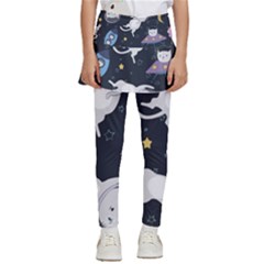 Space Cat Illustration Pattern Astronaut Kids  Skirted Pants by Wav3s