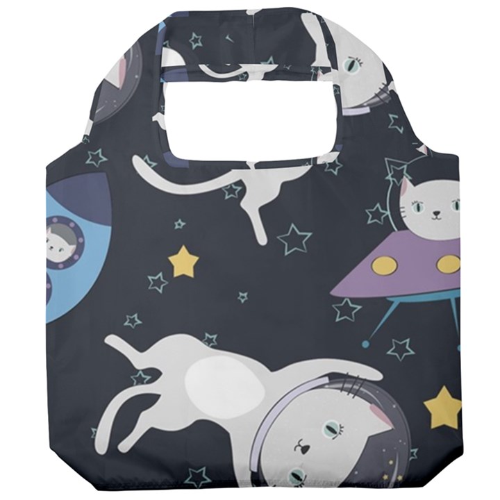 Space Cat Illustration Pattern Astronaut Foldable Grocery Recycle Bag