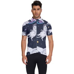 Space Cat Illustration Pattern Astronaut Men s Short Sleeve Cycling Jersey by Wav3s