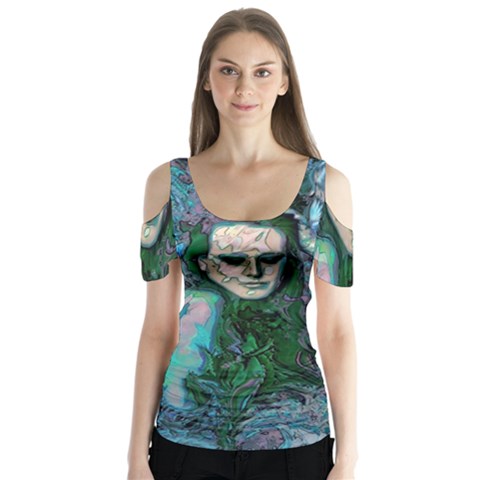 Alphonse Woman Butterfly Sleeve Cutout Tee  by MRNStudios