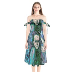 Alphonse Woman Shoulder Tie Bardot Midi Dress by MRNStudios