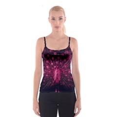 Peacock Pink Black Feather Abstract Spaghetti Strap Top by Wav3s