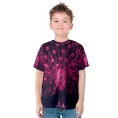 Peacock Pink Black Feather Abstract Kids  Cotton Tee