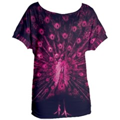 Peacock Pink Black Feather Abstract Women s Oversized Tee by Wav3s