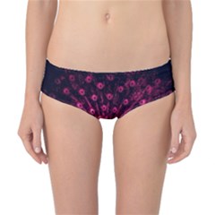 Peacock Pink Black Feather Abstract Classic Bikini Bottoms by Wav3s