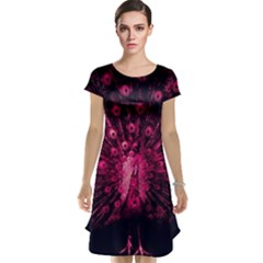 Peacock Pink Black Feather Abstract Cap Sleeve Nightdress by Wav3s