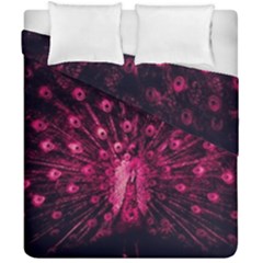 Peacock Pink Black Feather Abstract Duvet Cover Double Side (california King Size) by Wav3s