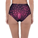 Peacock Pink Black Feather Abstract Reversible High-Waist Bikini Bottoms View4